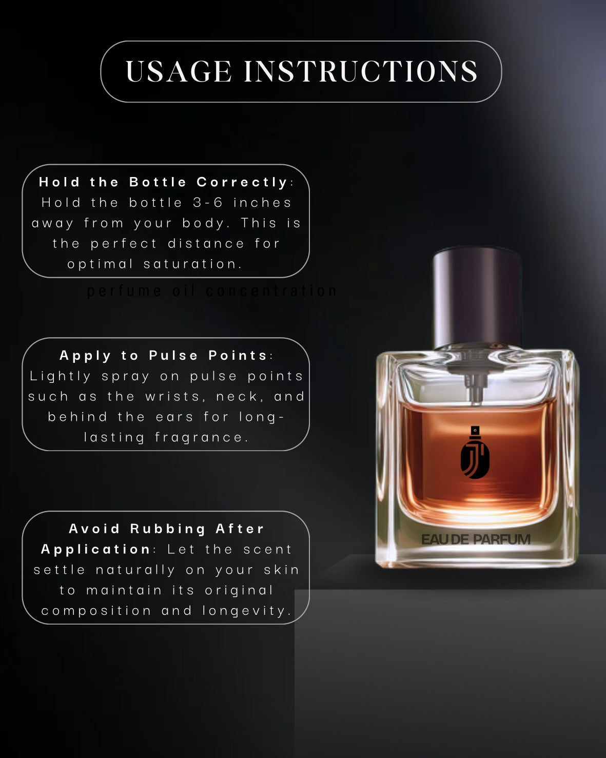 Usage instructions for Perfumexnow perfume: apply on pulse points like neck and wrists for optimal scent projection.